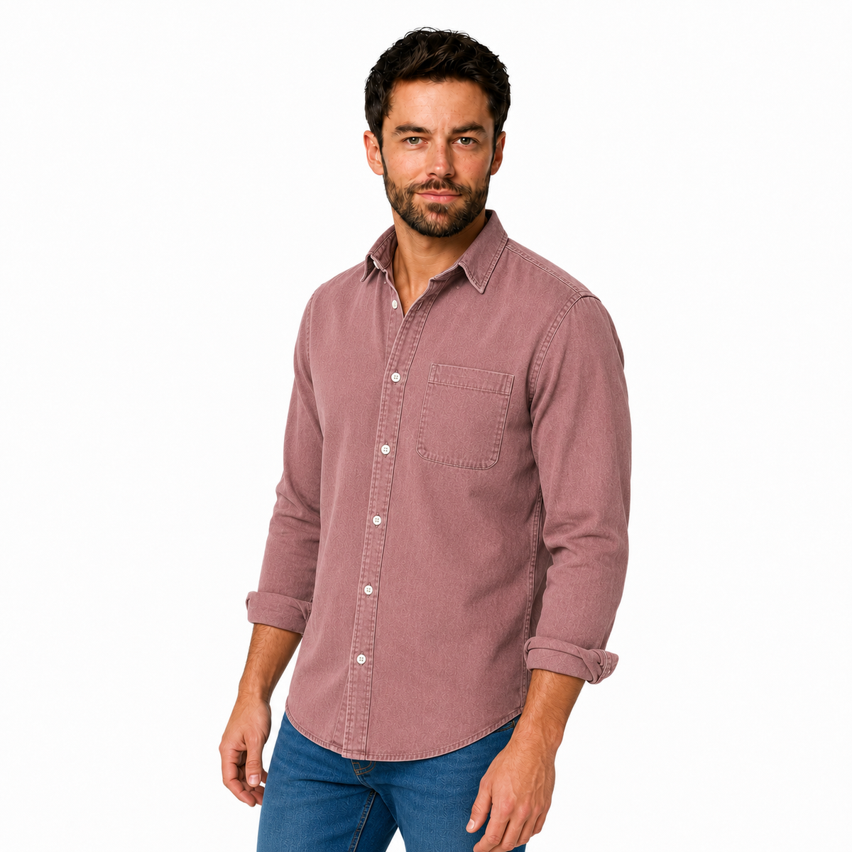 MARC Casual Cotton Spread Collar Shirt