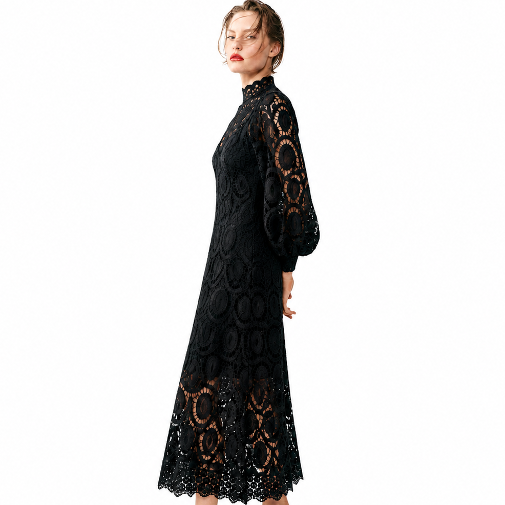 GRACE Hollow Out High Neck Dress