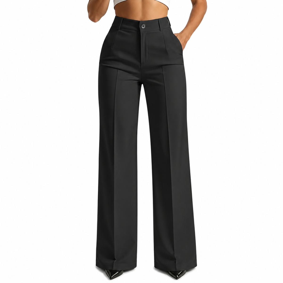 LUNA High-Waisted Straight-Cut Trousers