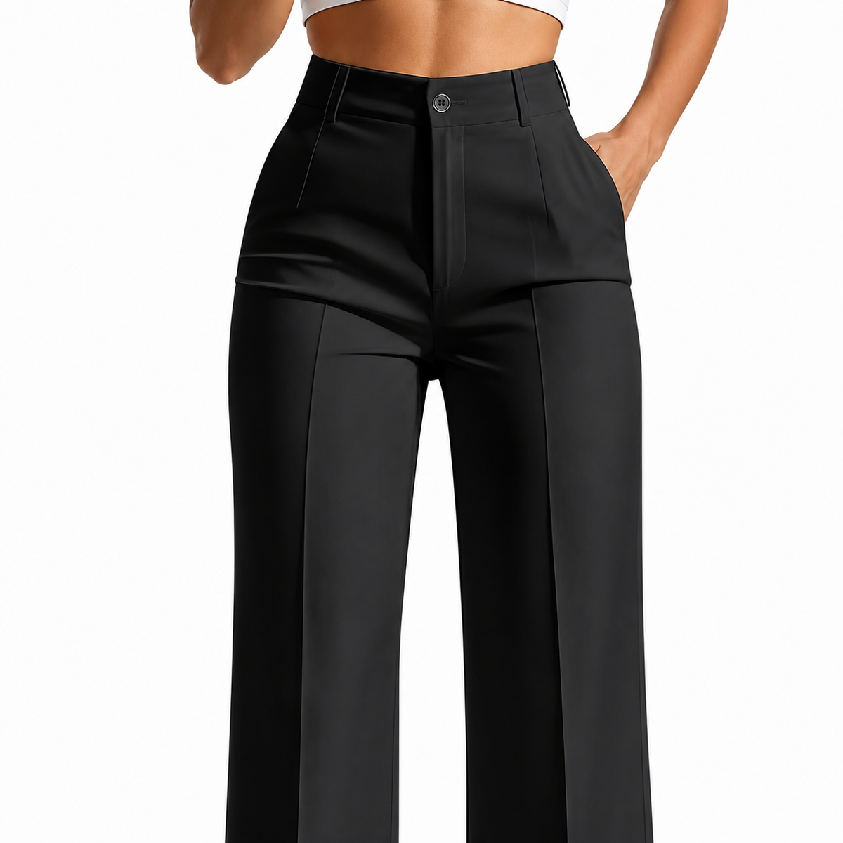 LUNA High-Waisted Straight-Cut Trousers