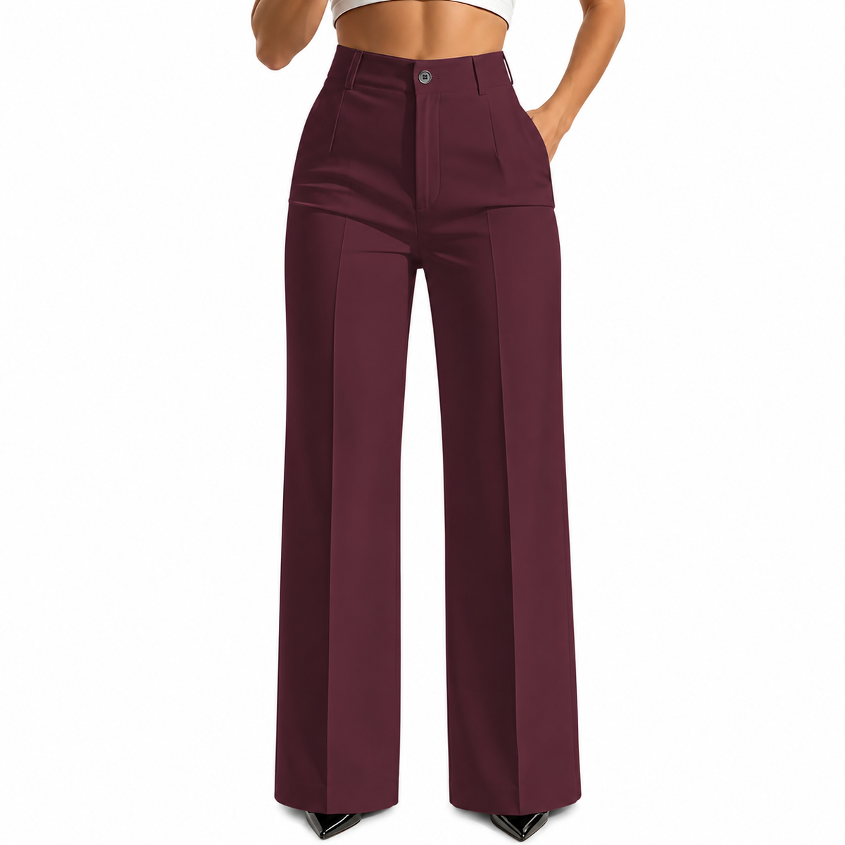LUNA High-Waisted Straight-Cut Trousers
