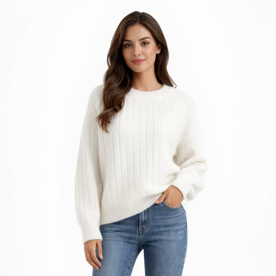 EMMA, Mock Neck Knit Pullover Cotton Acrylic