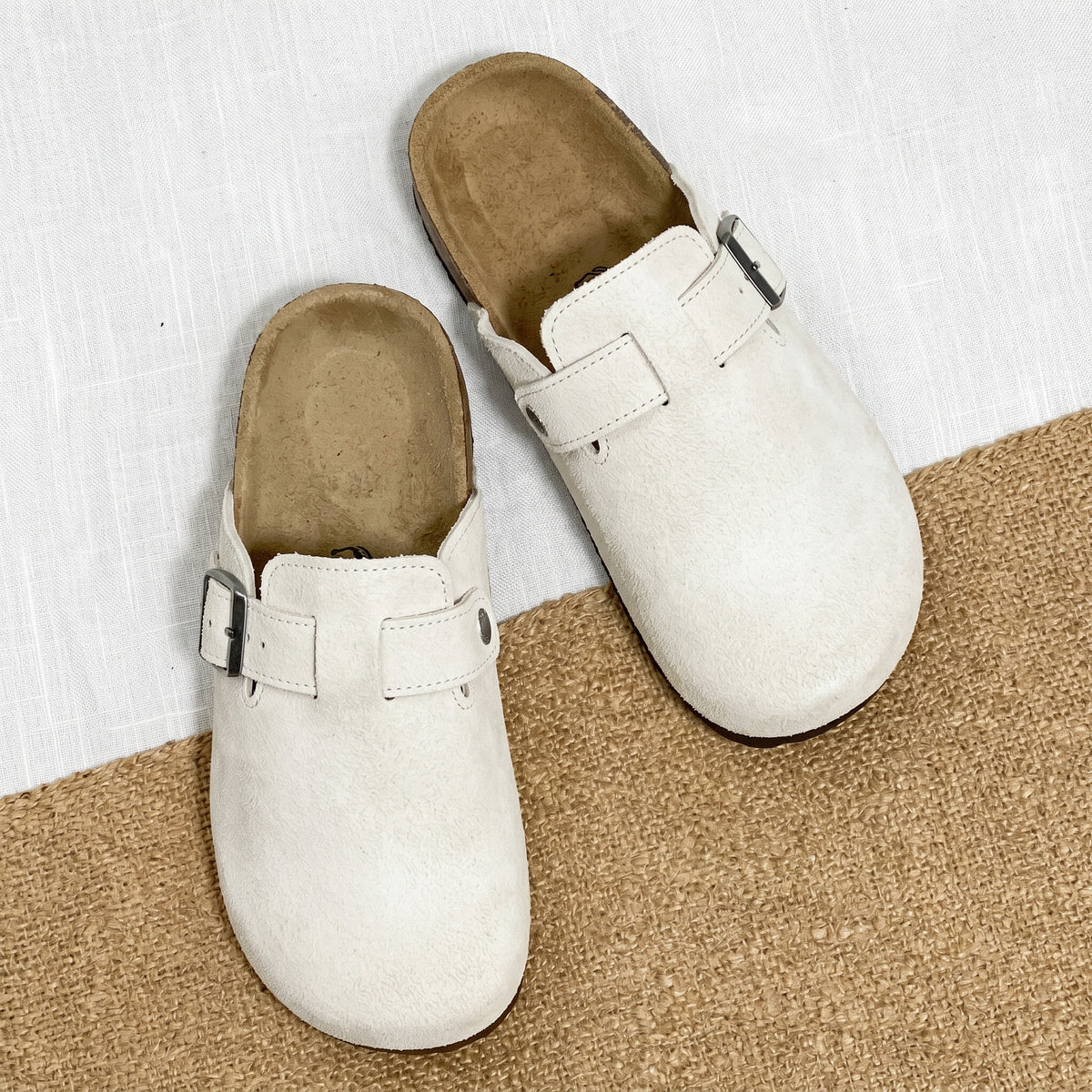 BIRK Suede Buckle Mules