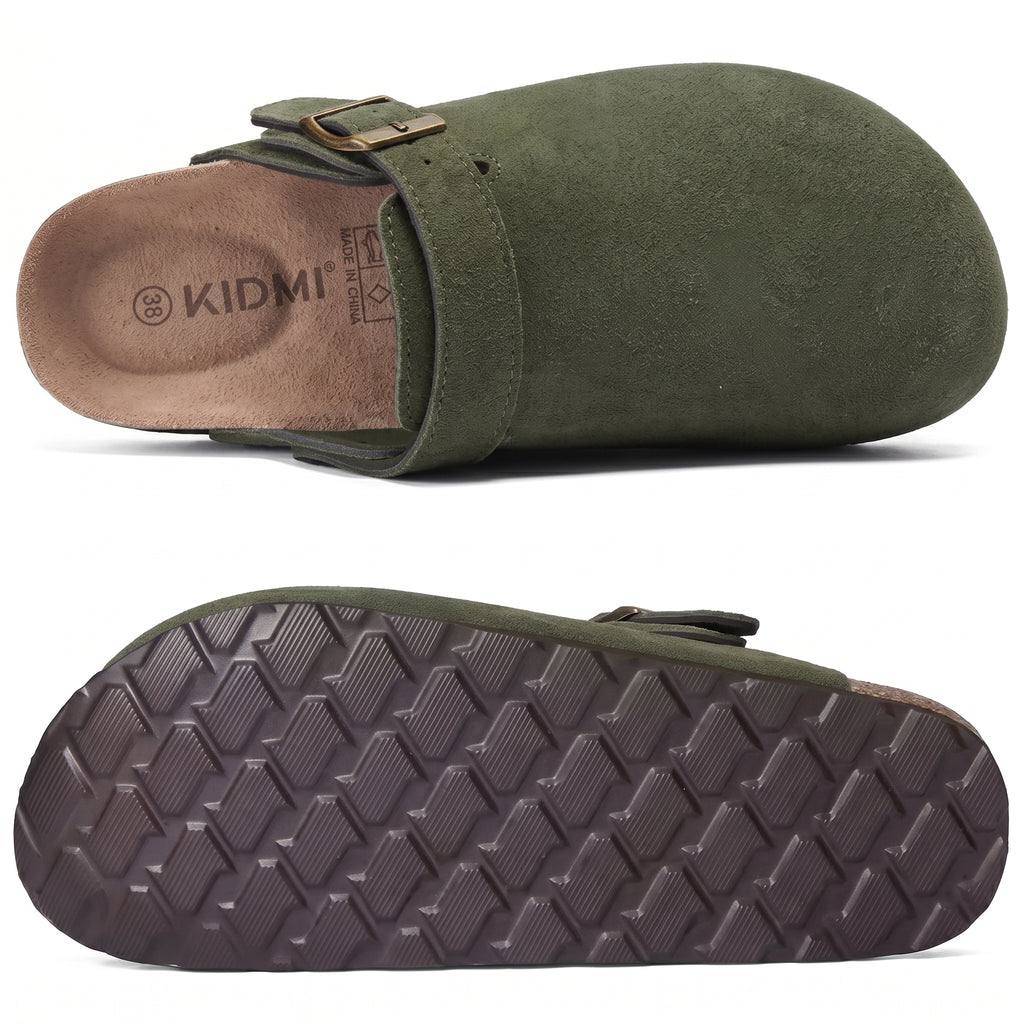 BIRK Suede Buckle Mules