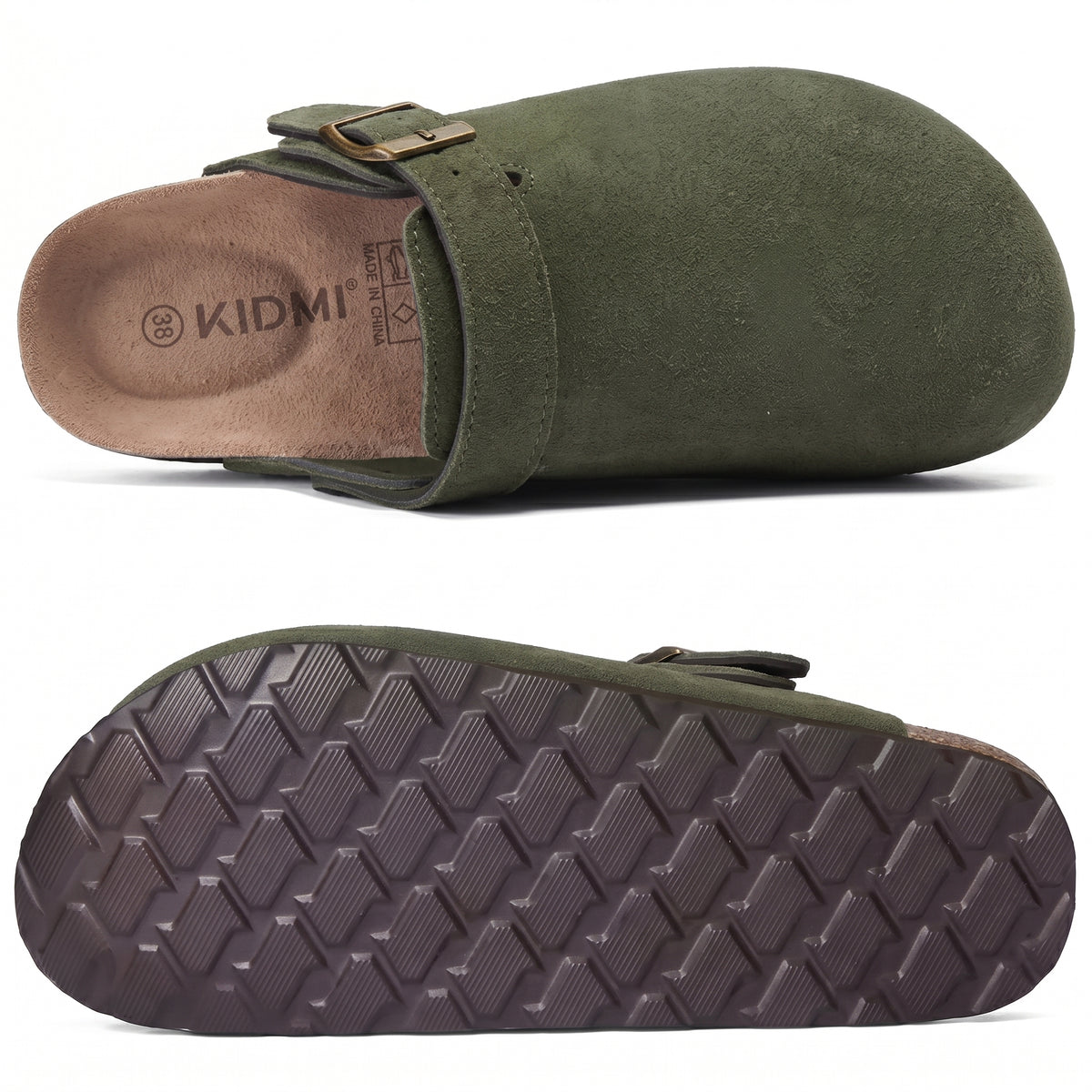 BIRK Suede Buckle Mules