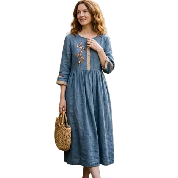 LYDIA Embroidered Midi Dress
