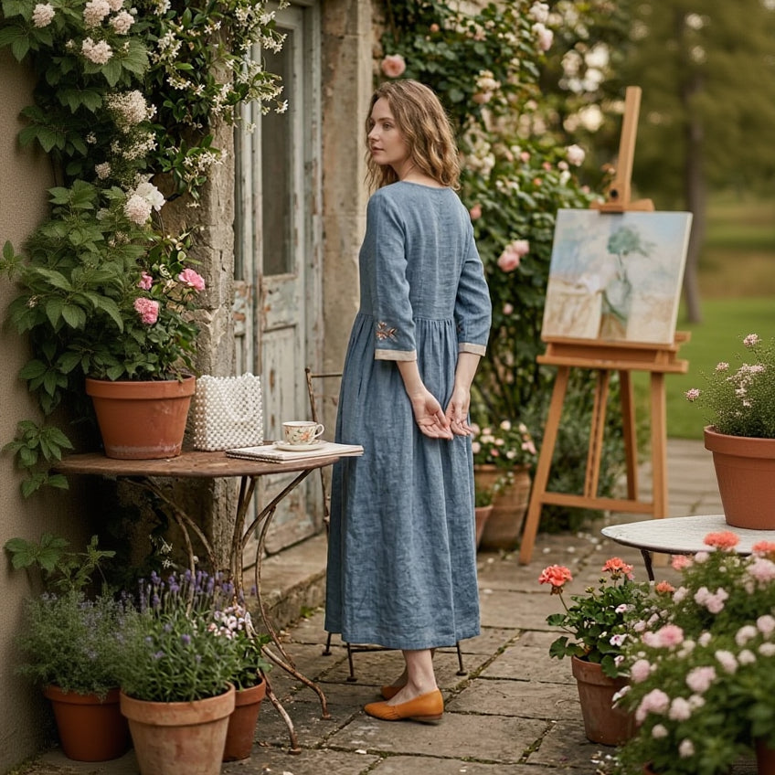 LYDIA Embroidered Midi Dress