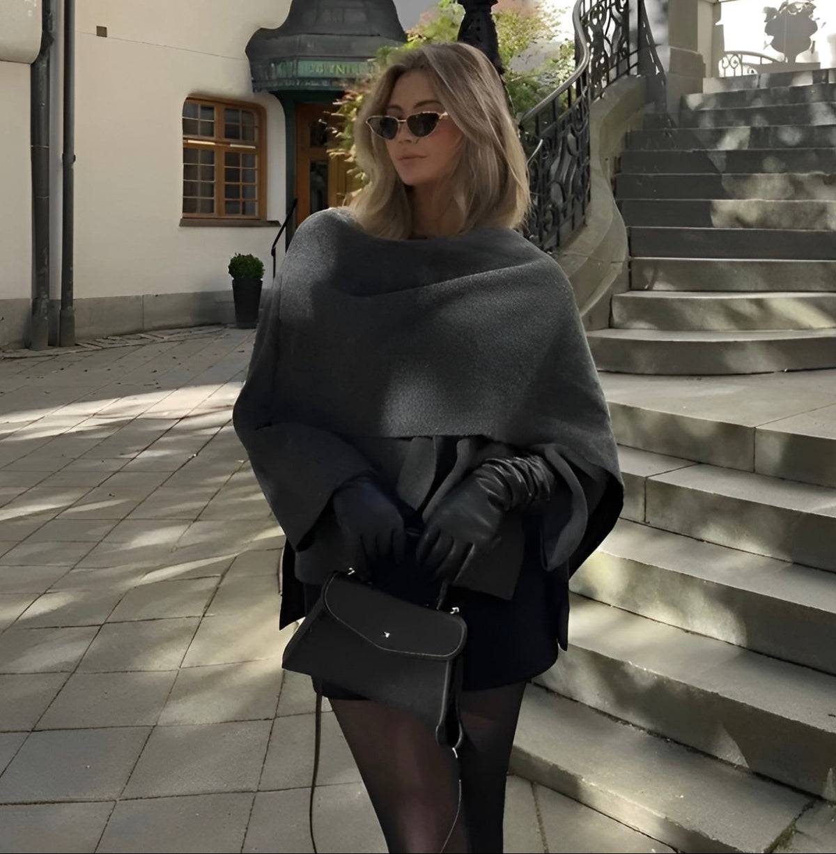 ISABELLA Poncho Hooded Button Jacket