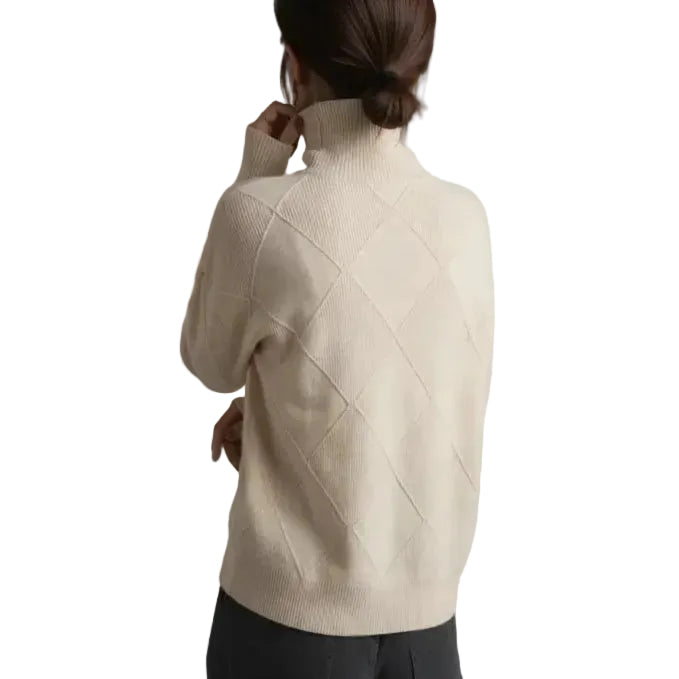 EVELYN Argyle Wool Turtleneck Sweater