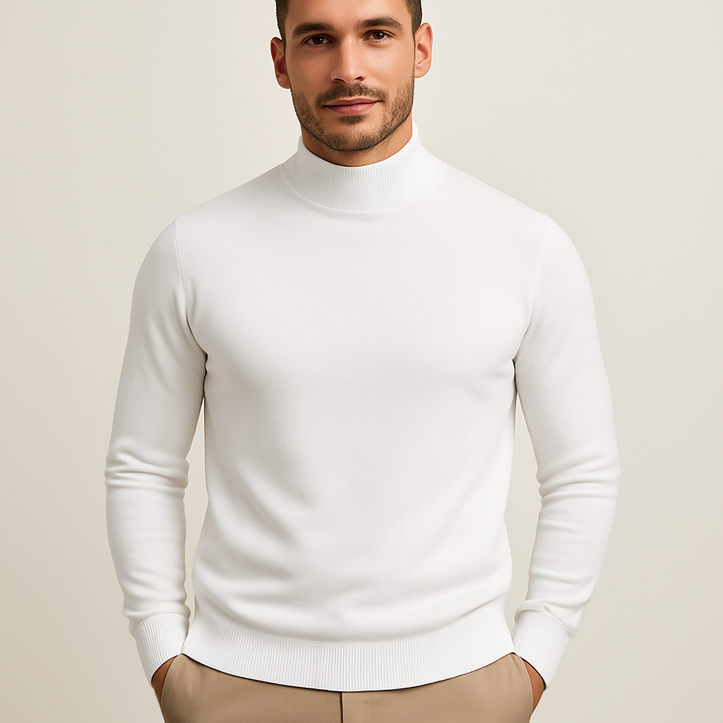 ETHAN, Mock Neck Thick Knit Pullover