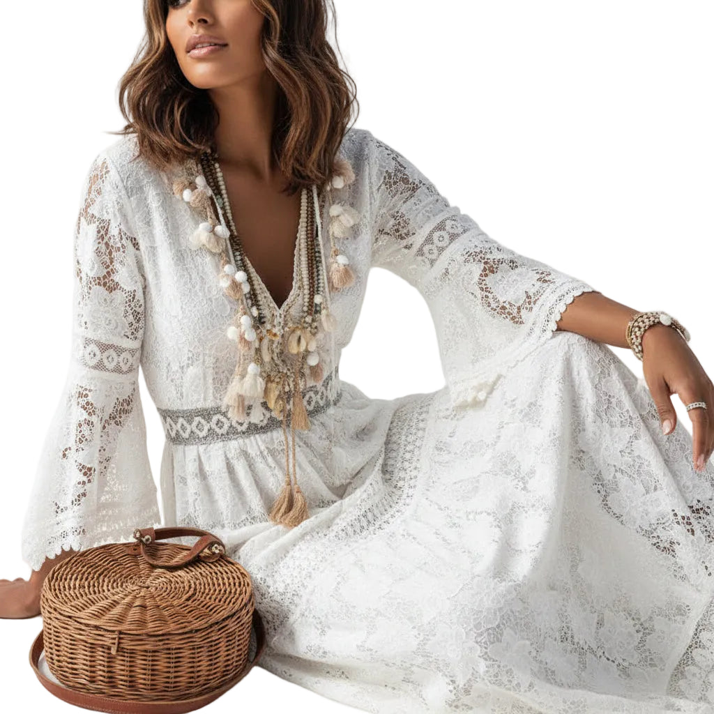 LEYA Floral Lace Midi Dress