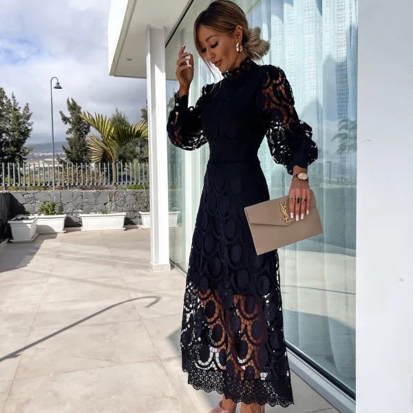 GRACE Hollow Out High Neck Dress