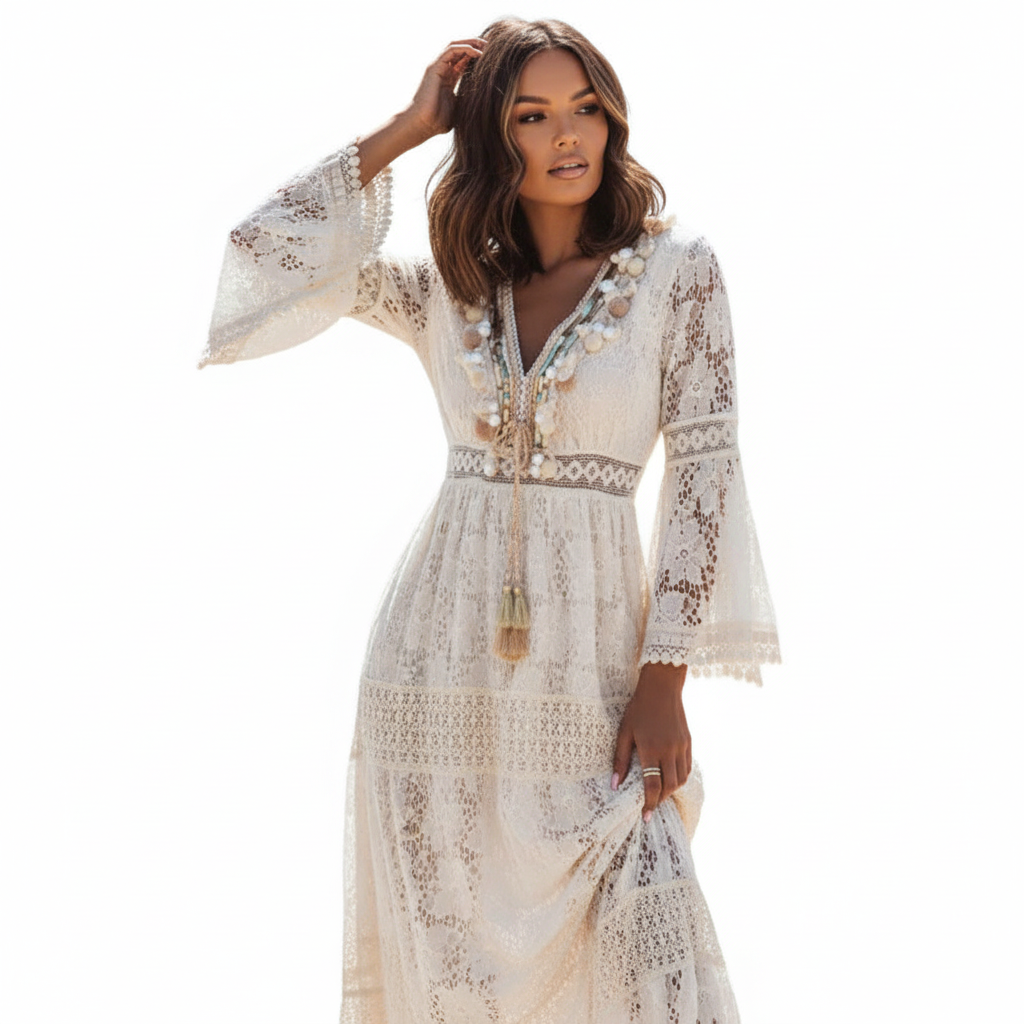LEYA Floral Lace Midi Dress