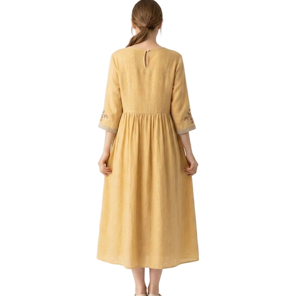 LYDIA Embroidered Midi Dress