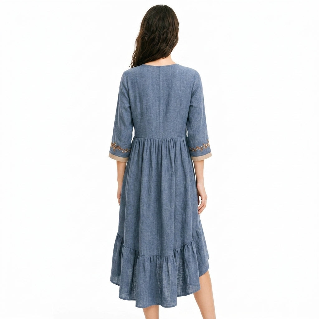 LYDIA Embroidered Midi Dress