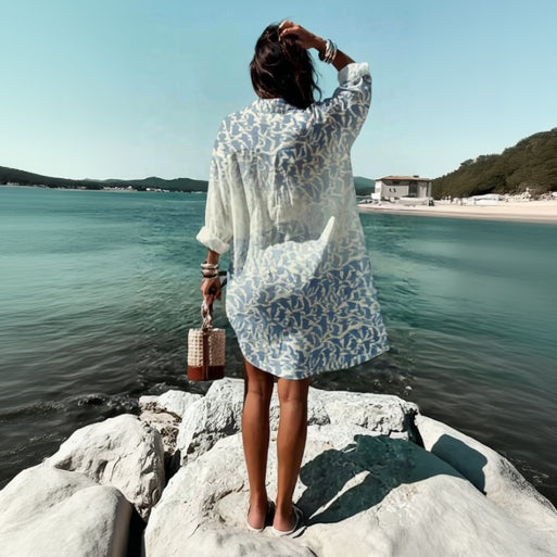 MAELYN V-Neck Vintage Midi Dress