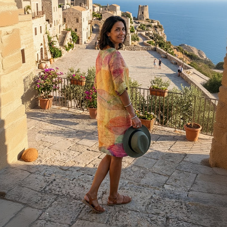 GLADYS Printed V Neck Dress