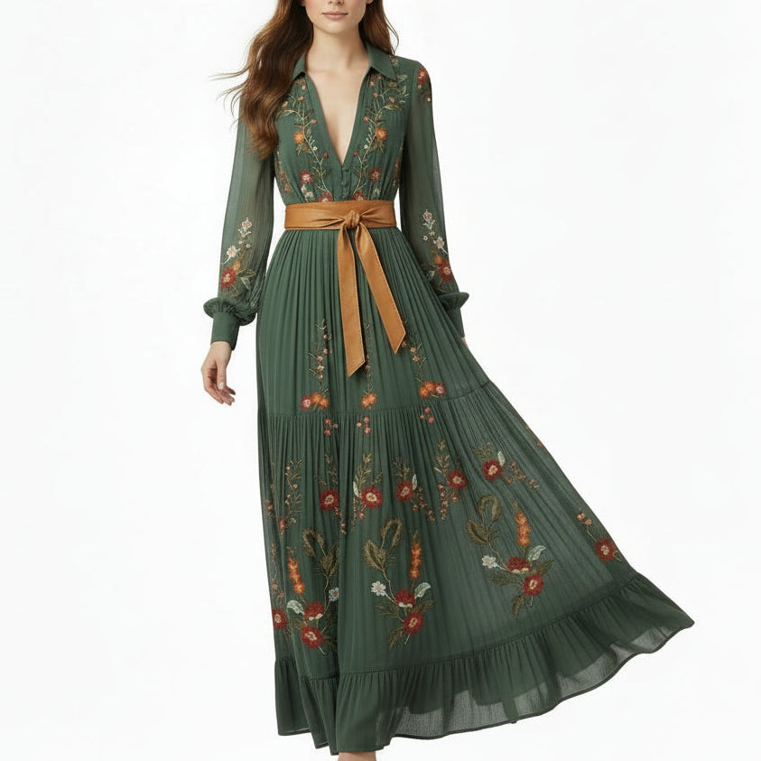 SIENNA Floral V Neck Midi Dress