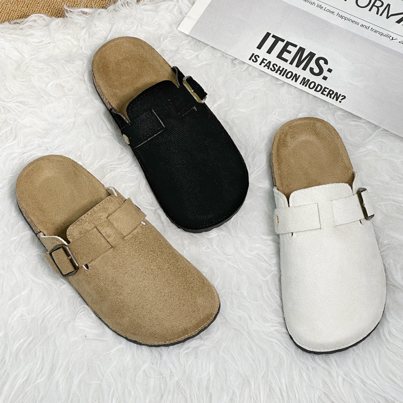 BIRK Suede Buckle Mules