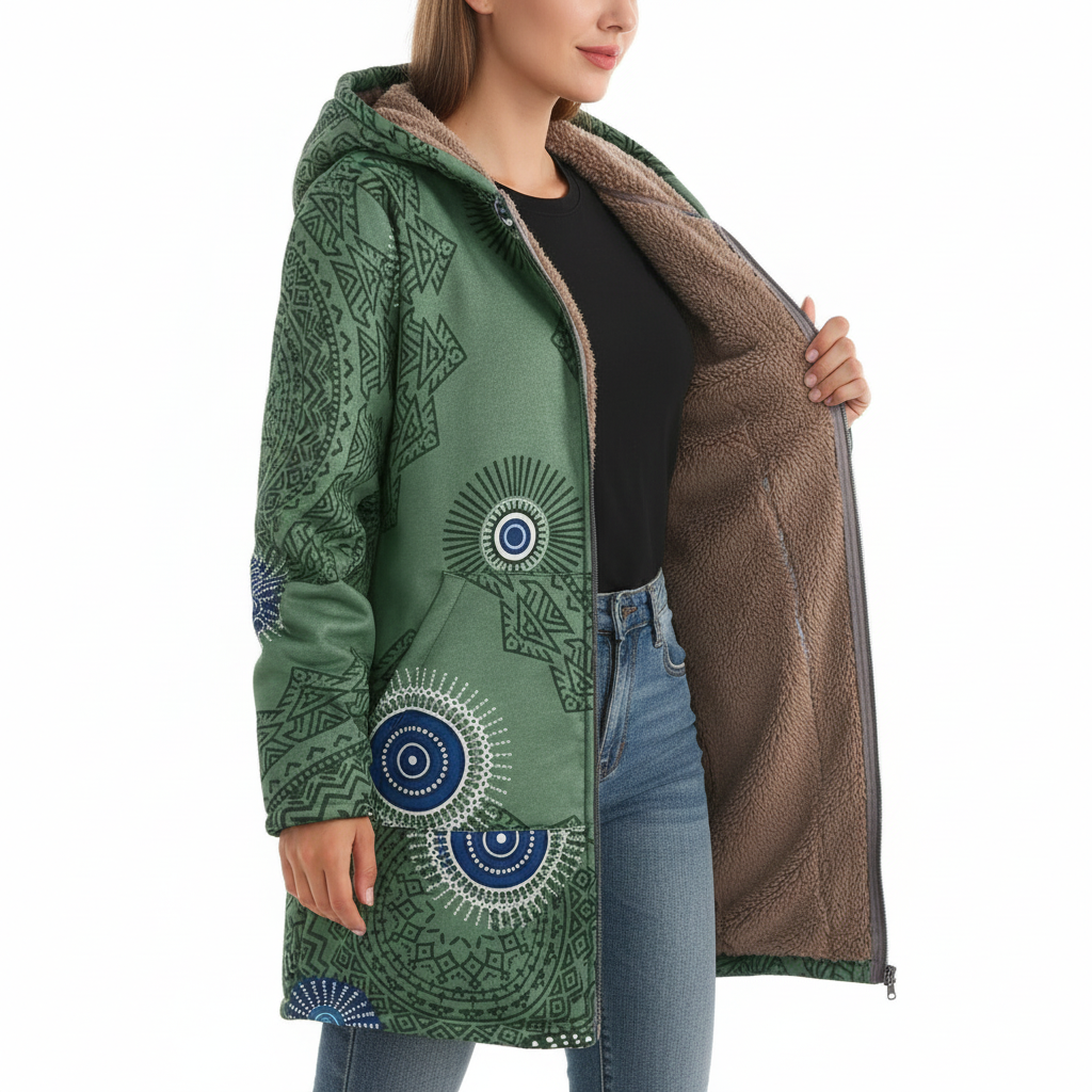 AVA Floral Long Hooded Coat