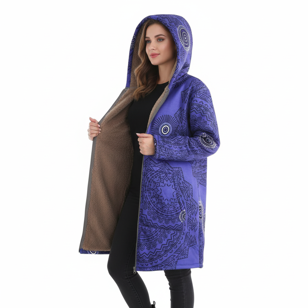 AVA Floral Long Hooded Coat