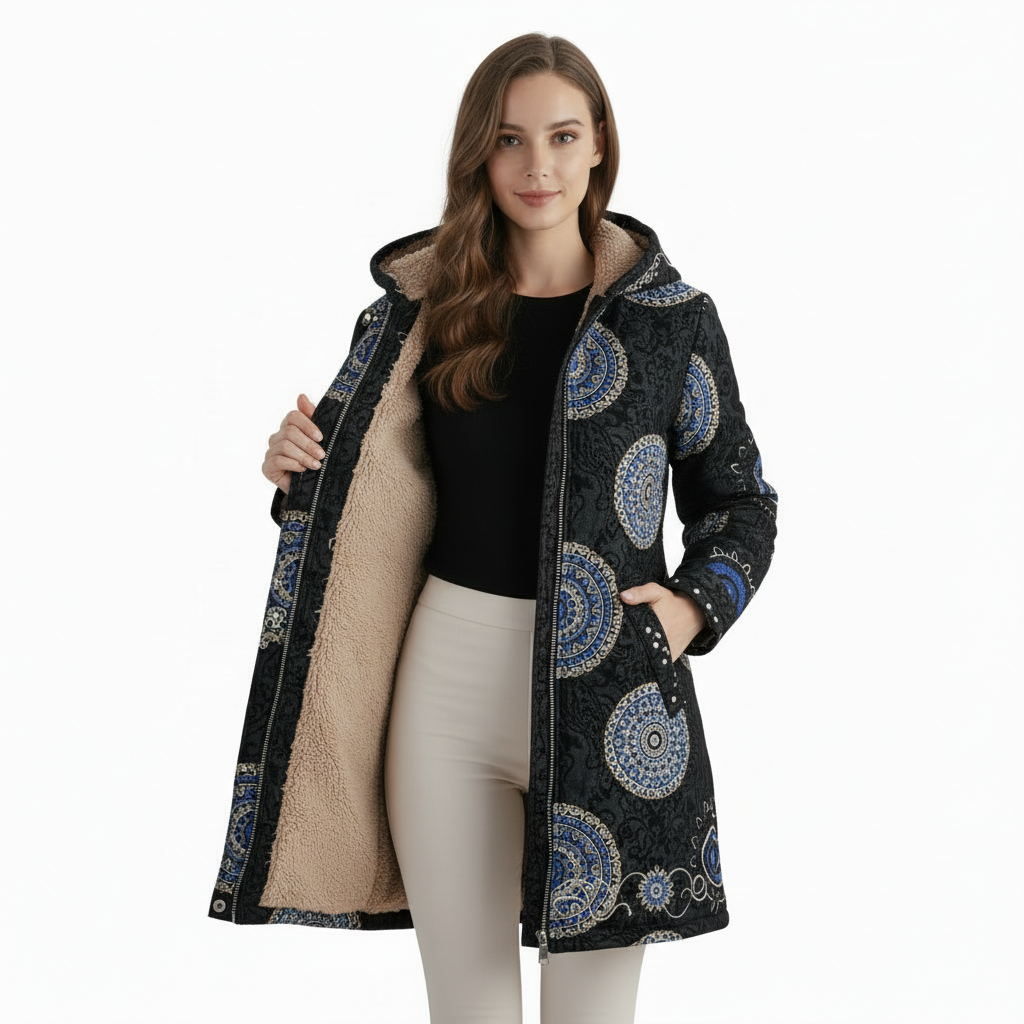 AVA Floral Long Hooded Coat