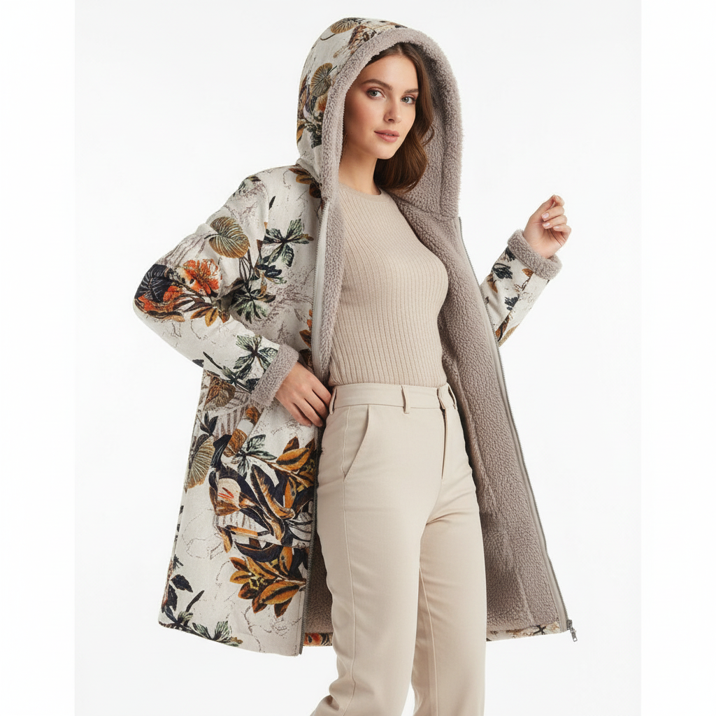 AVA Floral Long Hooded Coat