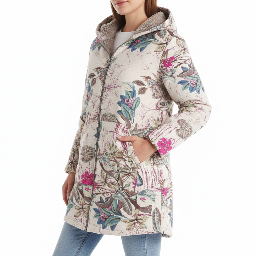 AVA Floral Long Hooded Coat
