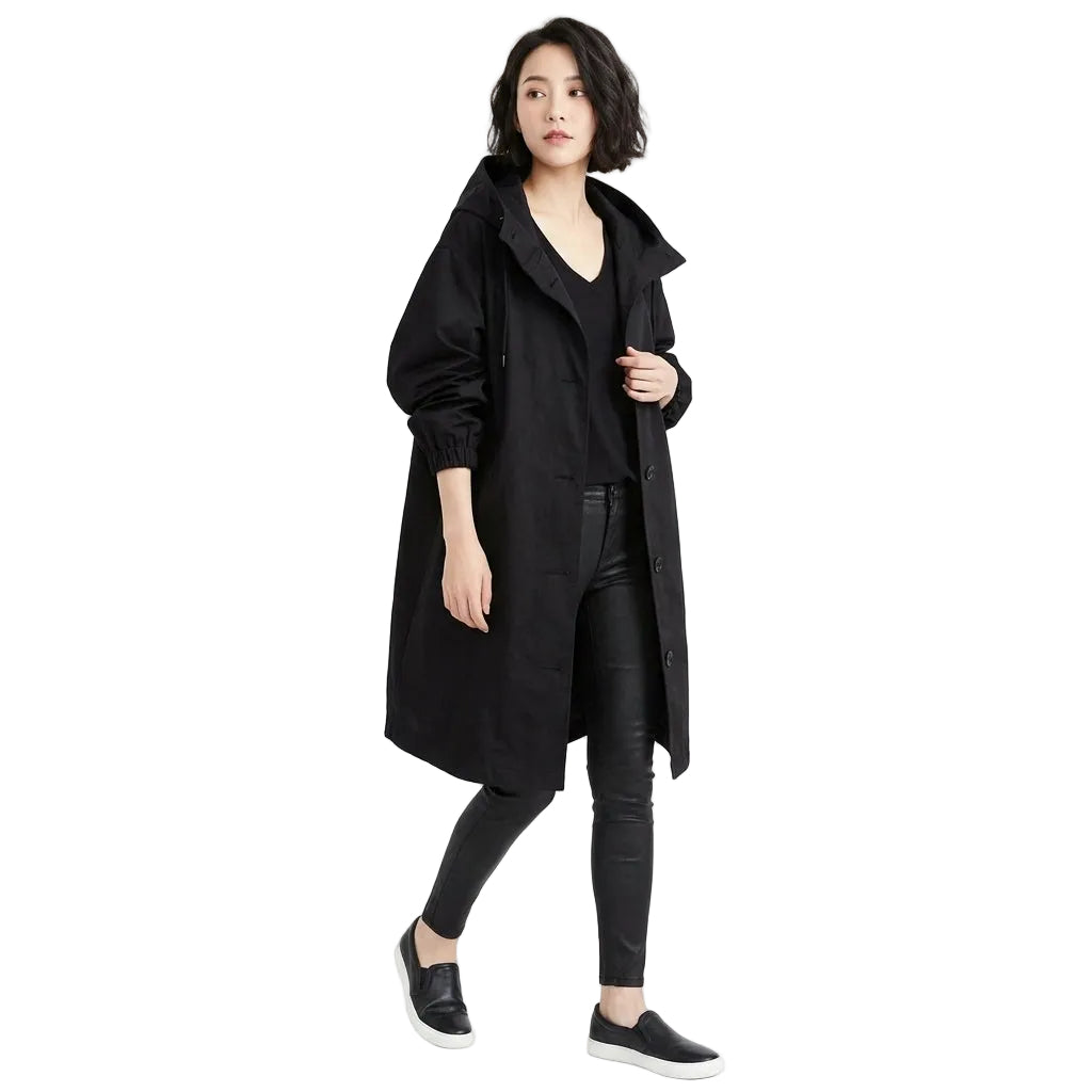 ATHENA Hooded Long Trench Coat