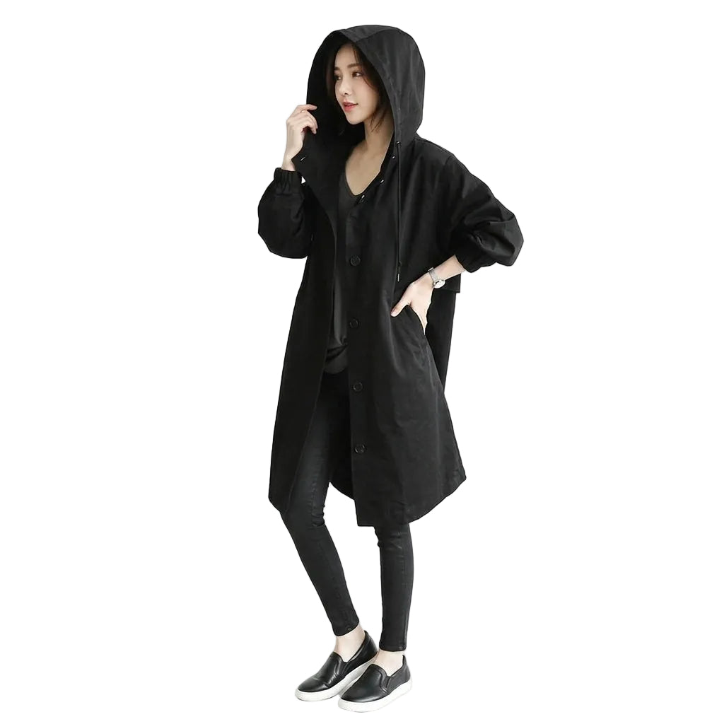 ATHENA Hooded Long Trench Coat