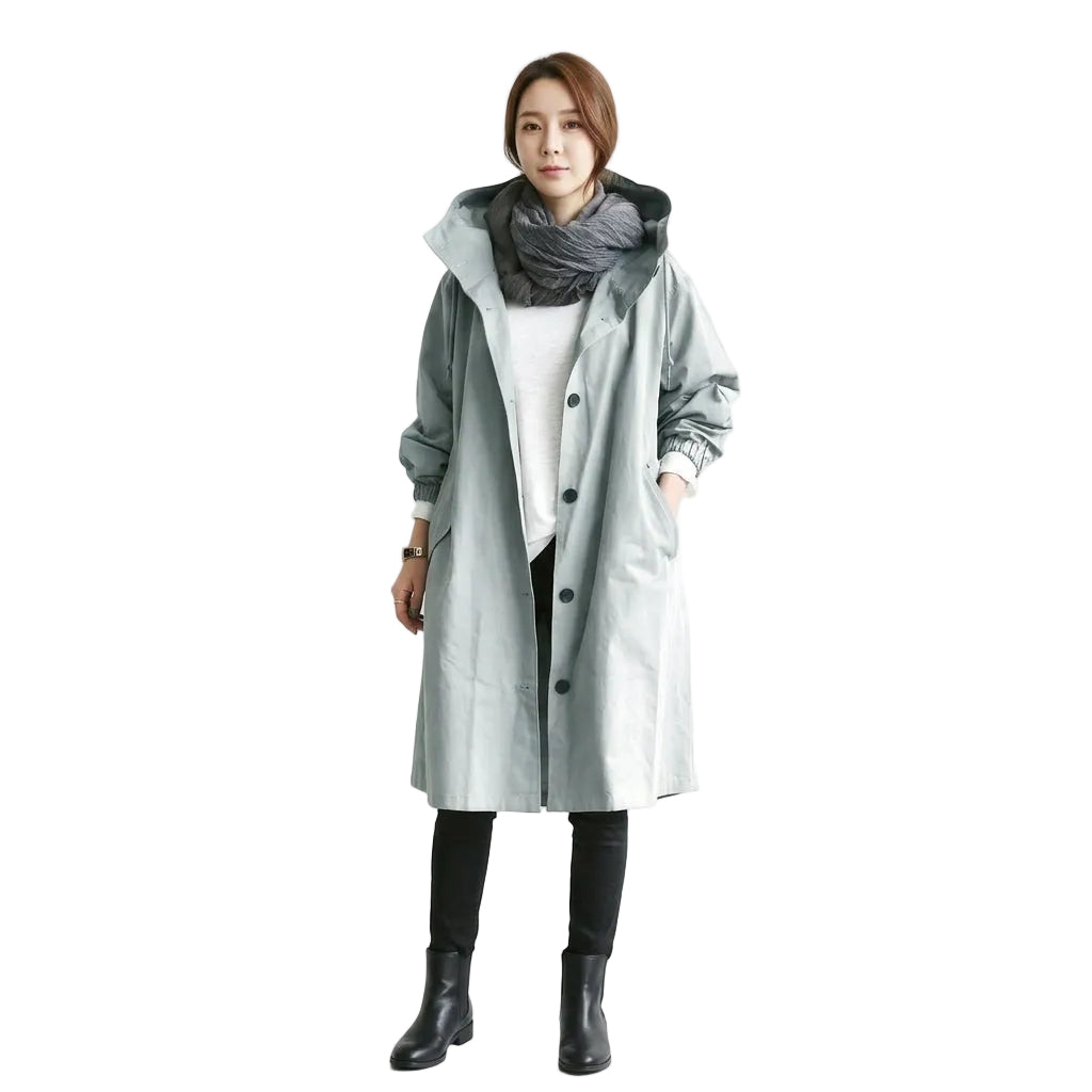 ATHENA Hooded Long Trench Coat