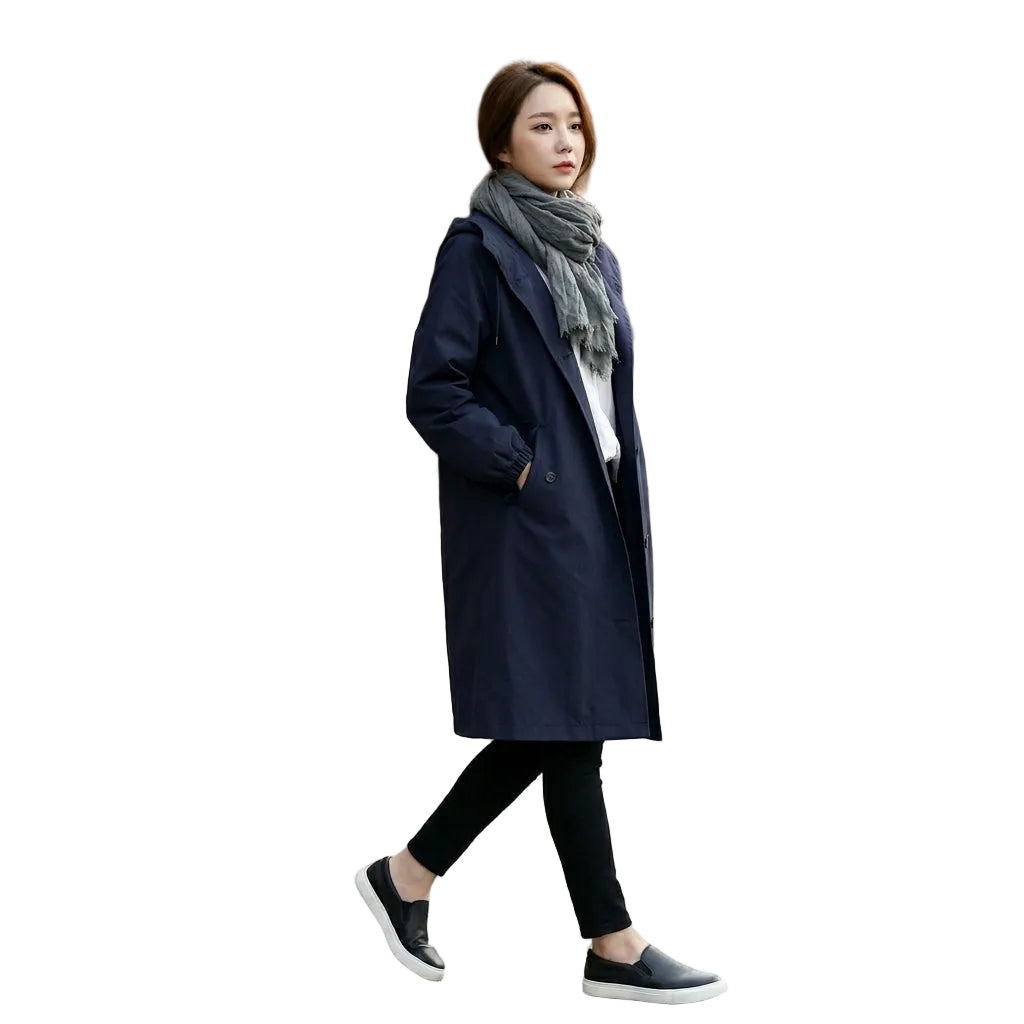 ATHENA Hooded Long Trench Coat