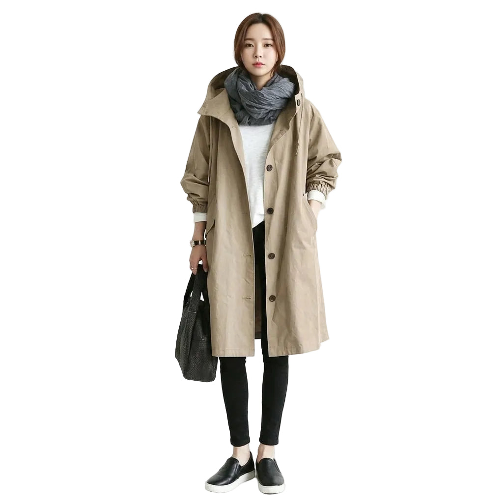 ATHENA Hooded Long Trench Coat