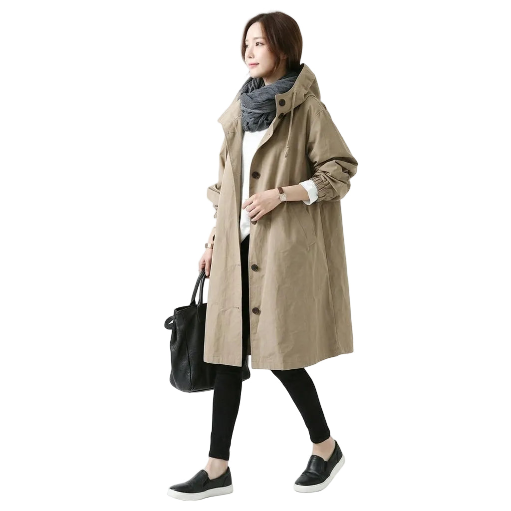 ATHENA Hooded Long Trench Coat