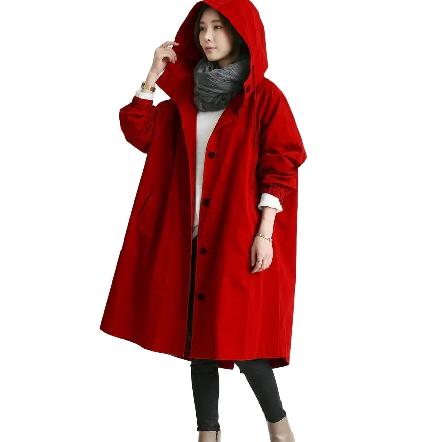 ATHENA Hooded Long Trench Coat