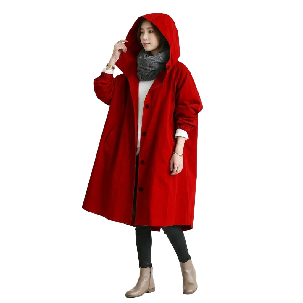ATHENA Hooded Long Trench Coat