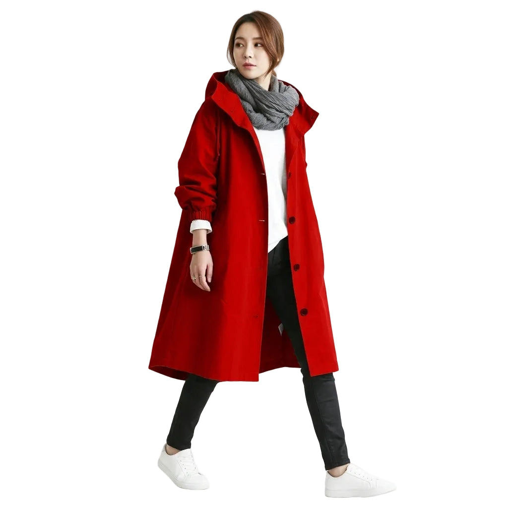 ATHENA Hooded Long Trench Coat