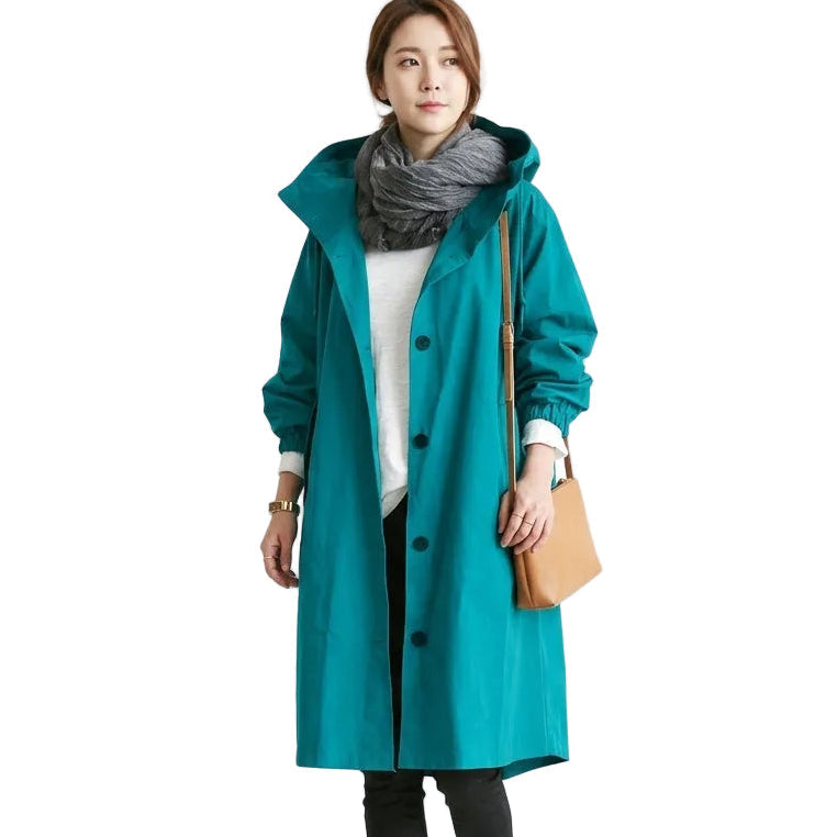 ATHENA Hooded Long Trench Coat