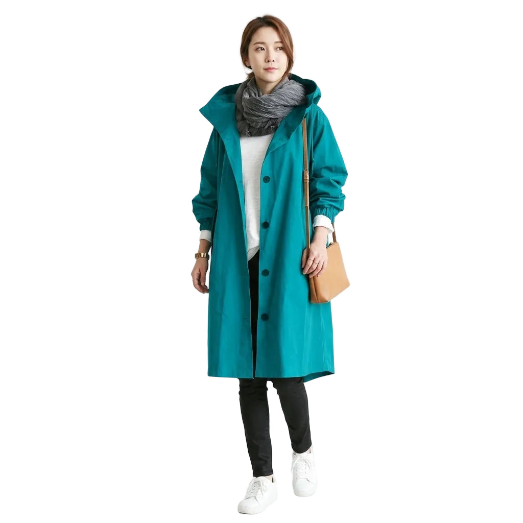 ATHENA Hooded Long Trench Coat