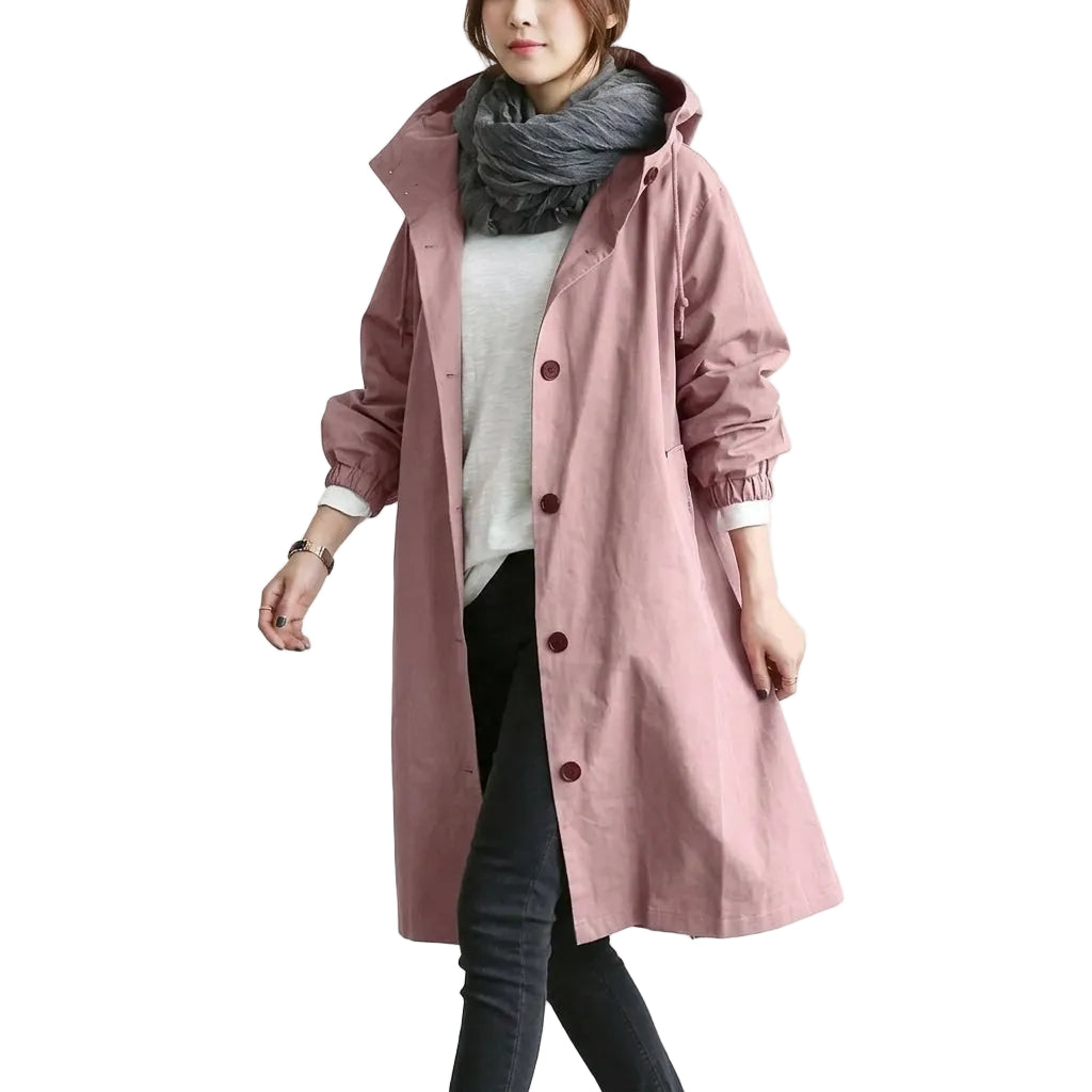 ATHENA Hooded Long Trench Coat