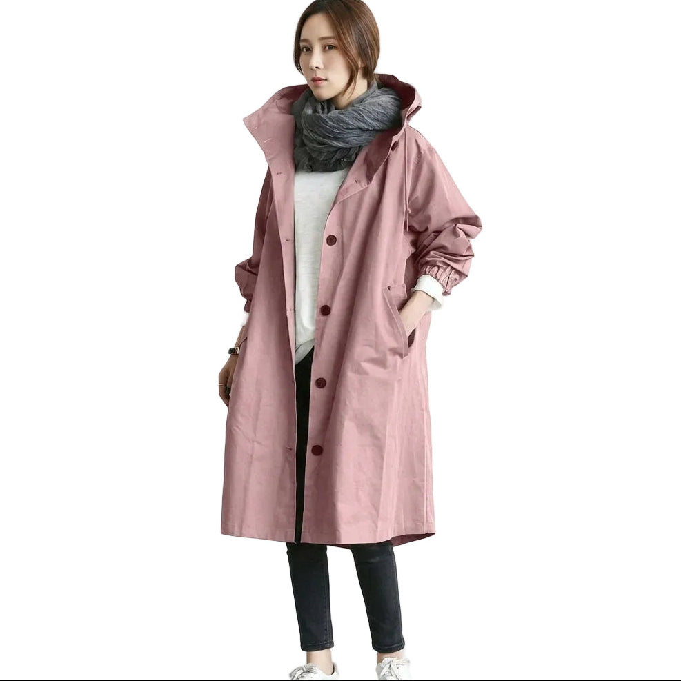ATHENA Hooded Long Trench Coat