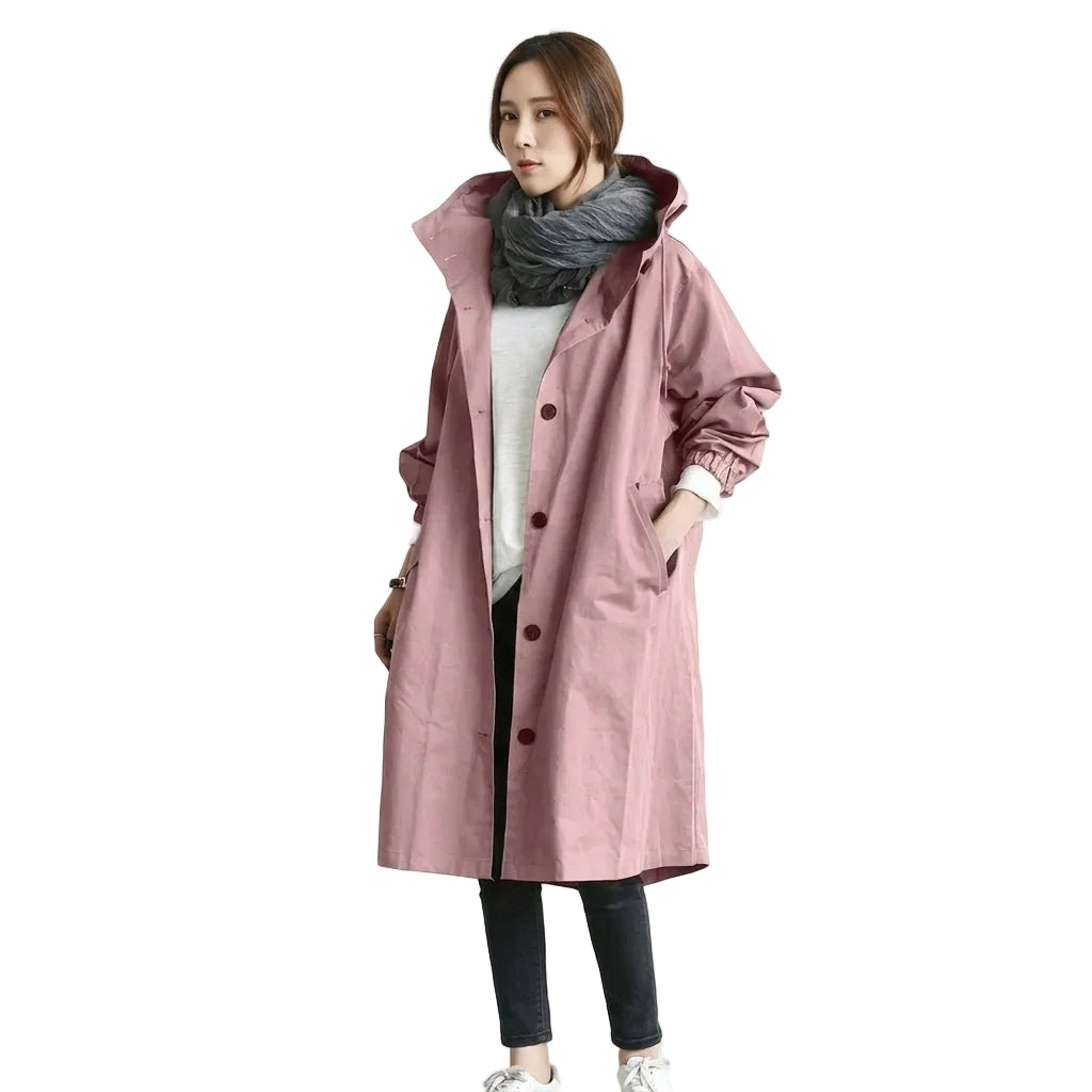 ATHENA Hooded Long Trench Coat
