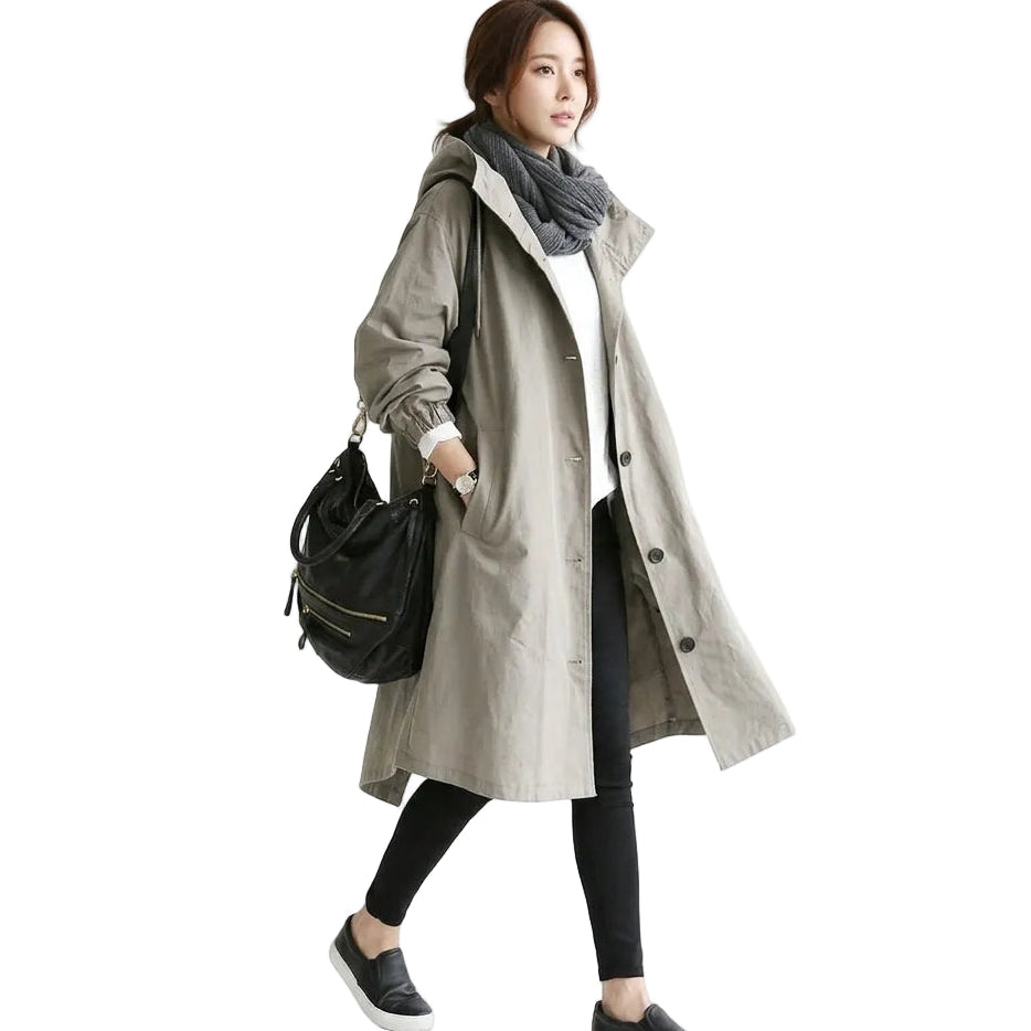 ATHENA Hooded Long Trench Coat