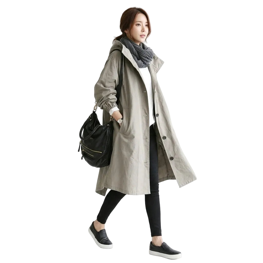 ATHENA Hooded Long Trench Coat