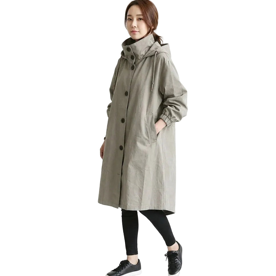 ATHENA Hooded Long Trench Coat