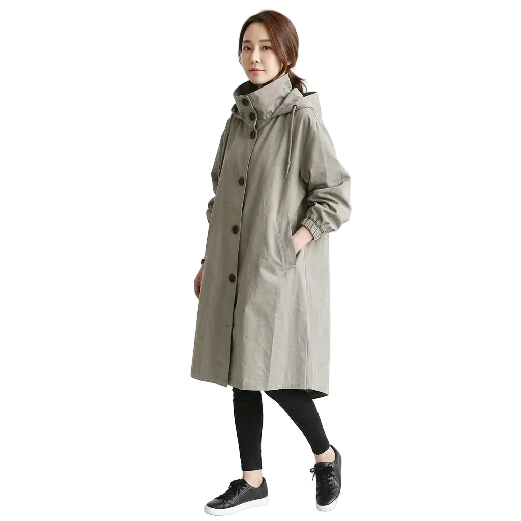 ATHENA Hooded Long Trench Coat