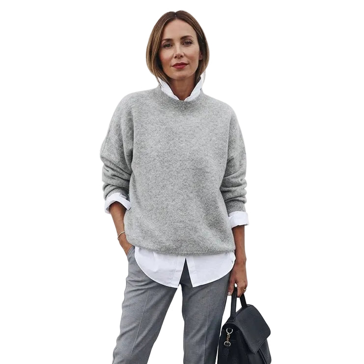 ELENA Loose Fit Button Collar Sweater