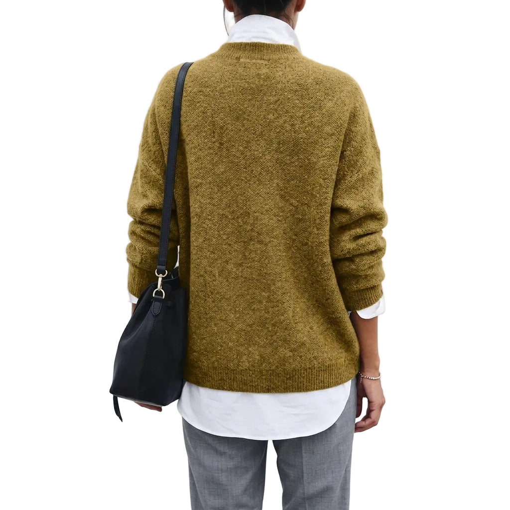 ELENA Loose Fit Button Collar Sweater