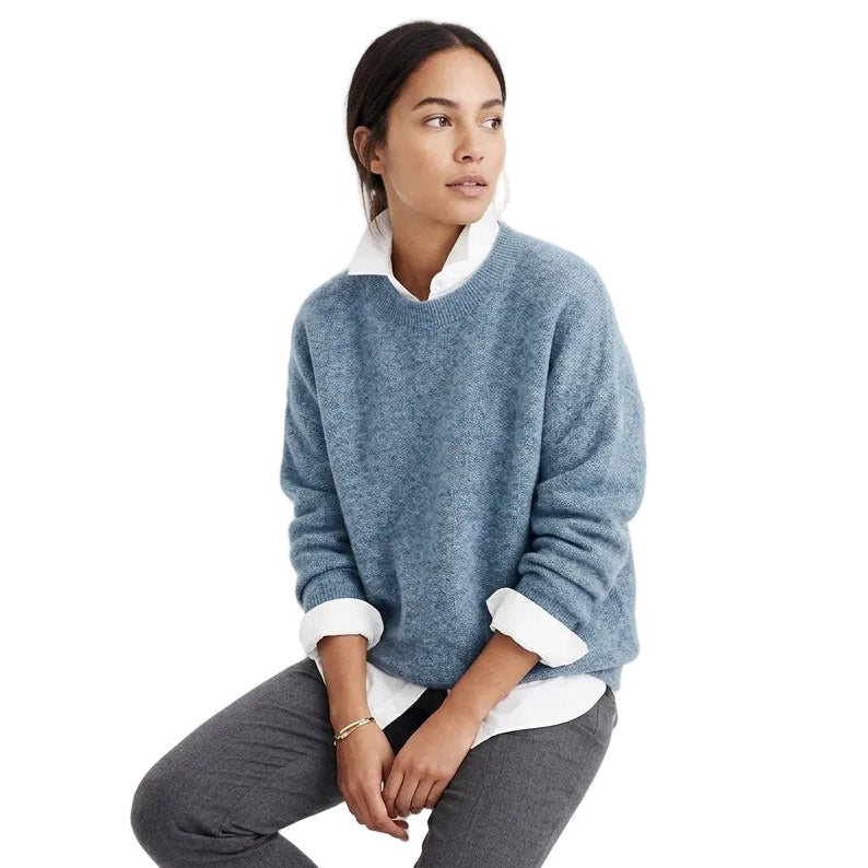 ELENA Loose Fit Button Collar Sweater