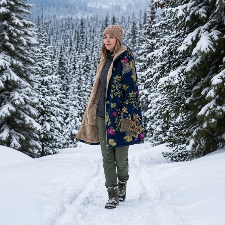 AVA Floral Long Hooded Coat